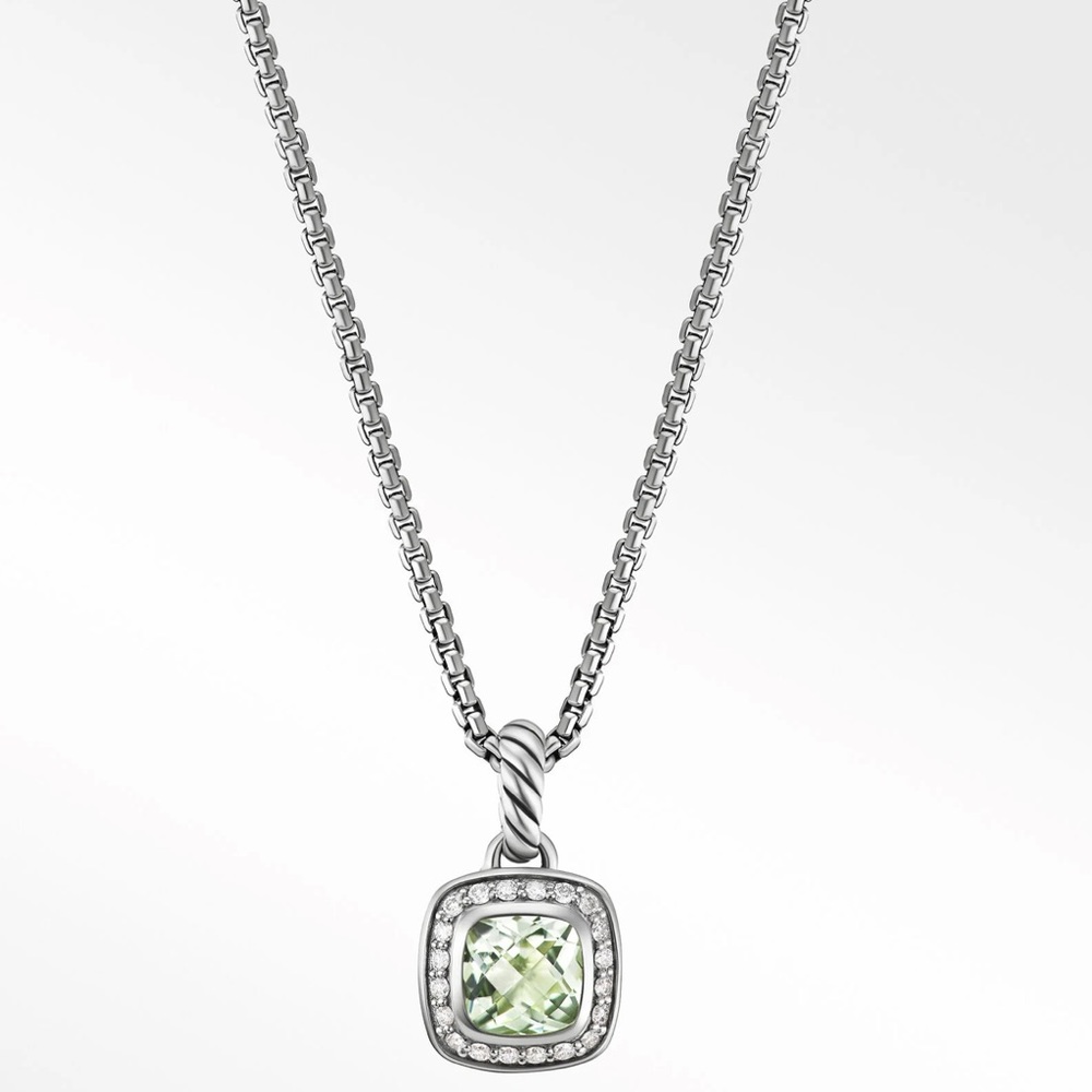 DAVID YURMAN:Pendant Necklace in Sterling Silver w/ Prasiolite and Pavé Diamonds